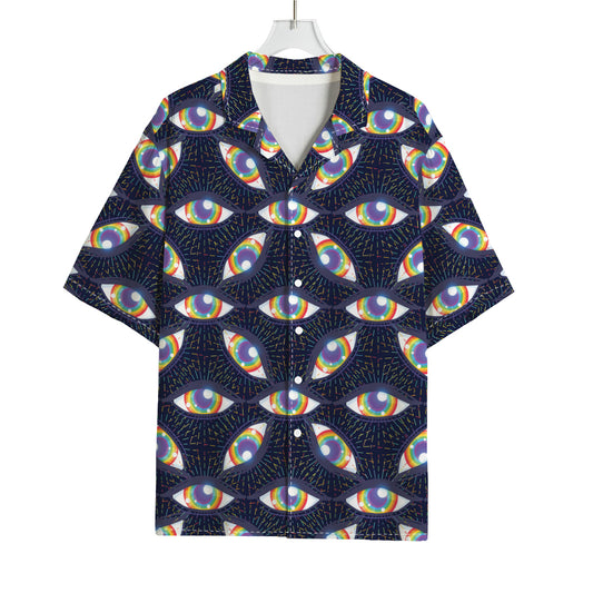 LGBT Pride Rainbow Eyes Pattern Print Rayon Hawaiian Shirt