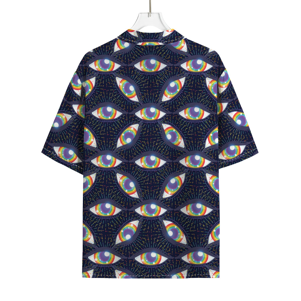 LGBT Pride Rainbow Eyes Pattern Print Rayon Hawaiian Shirt