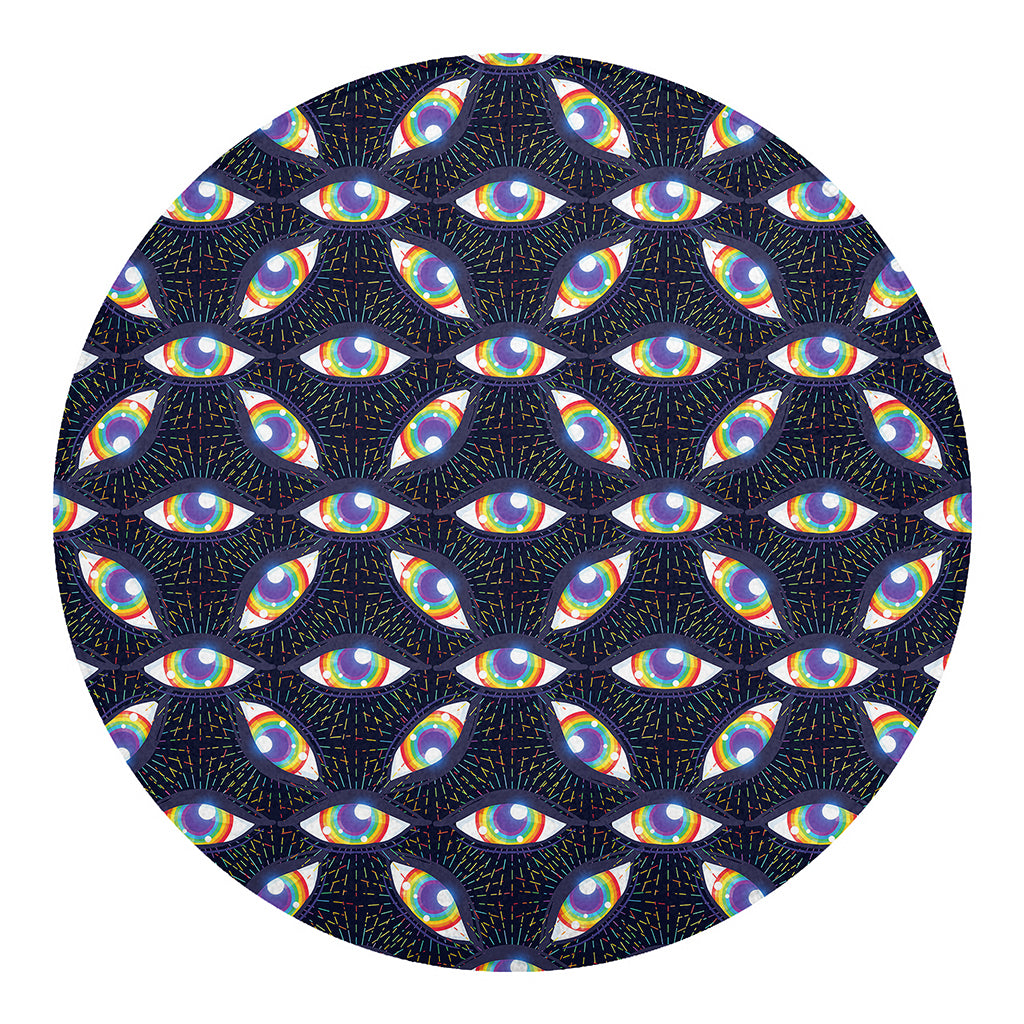 LGBT Pride Rainbow Eyes Pattern Print Round Blanket