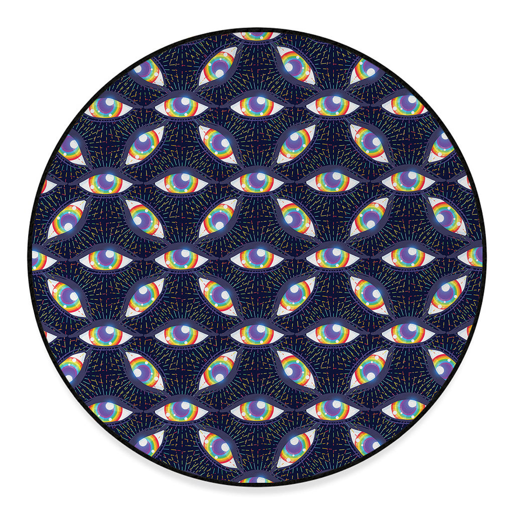 LGBT Pride Rainbow Eyes Pattern Print Round Floor Mat