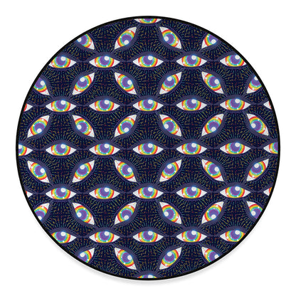 LGBT Pride Rainbow Eyes Pattern Print Round Floor Mat