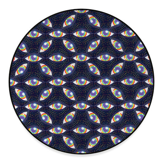 LGBT Pride Rainbow Eyes Pattern Print Round Floor Mat