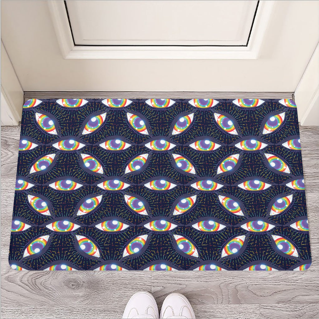 LGBT Pride Rainbow Eyes Pattern Print Rubber Doormat
