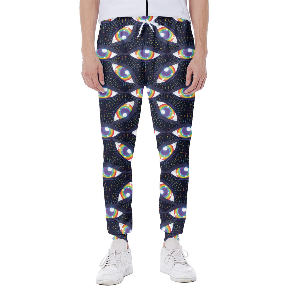 LGBT Pride Rainbow Eyes Pattern Print Scuba Joggers
