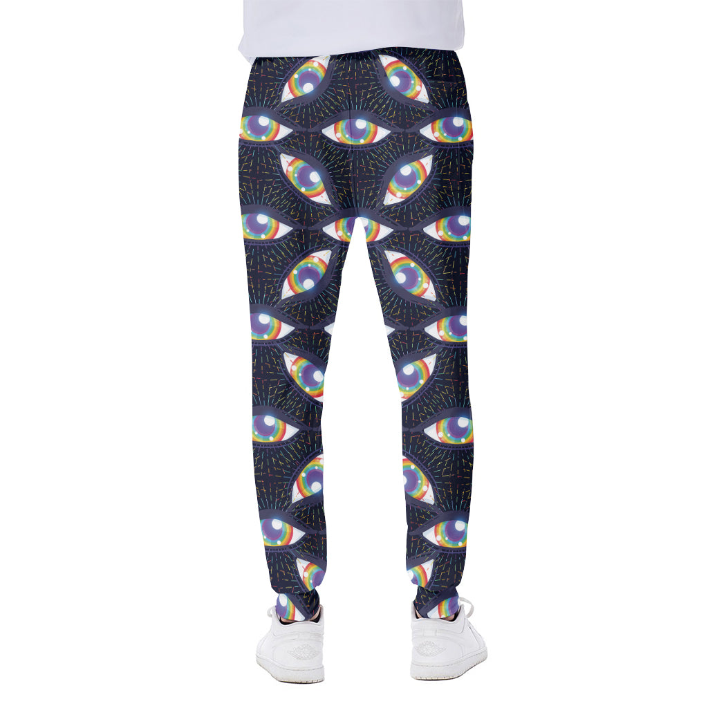 LGBT Pride Rainbow Eyes Pattern Print Scuba Joggers