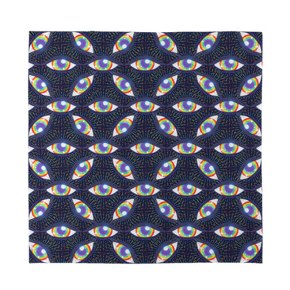 LGBT Pride Rainbow Eyes Pattern Print Silk Bandana