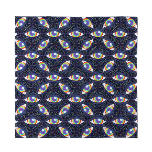LGBT Pride Rainbow Eyes Pattern Print Silk Bandana