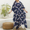 LGBT Pride Rainbow Eyes Pattern Print Silk V-Neck Kaftan Dress