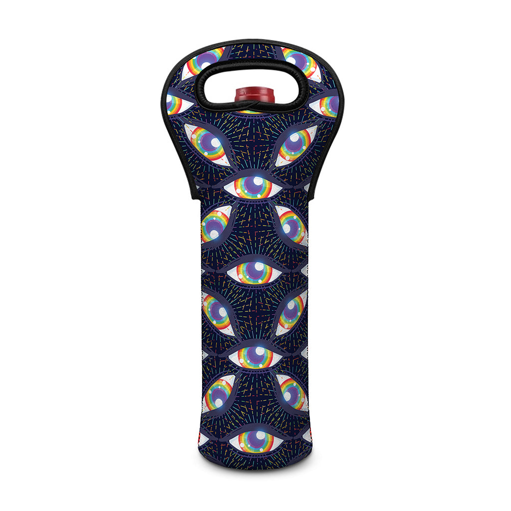 LGBT Pride Rainbow Eyes Pattern Print Single Neoprene Wine Tote