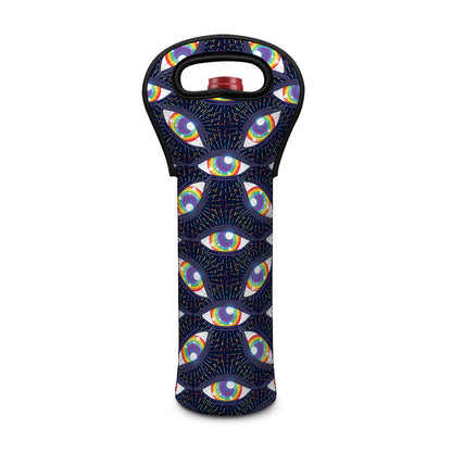 LGBT Pride Rainbow Eyes Pattern Print Single Neoprene Wine Tote