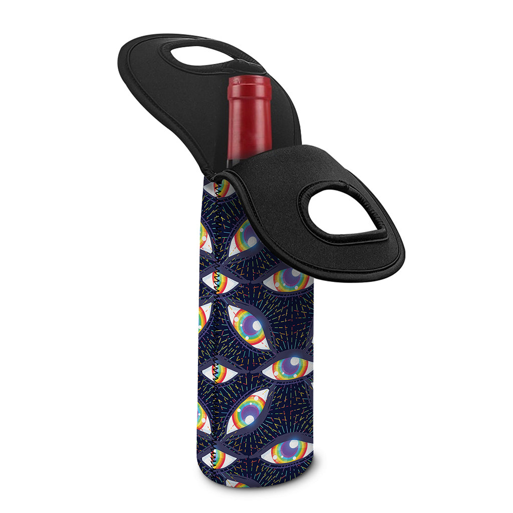 LGBT Pride Rainbow Eyes Pattern Print Single Neoprene Wine Tote