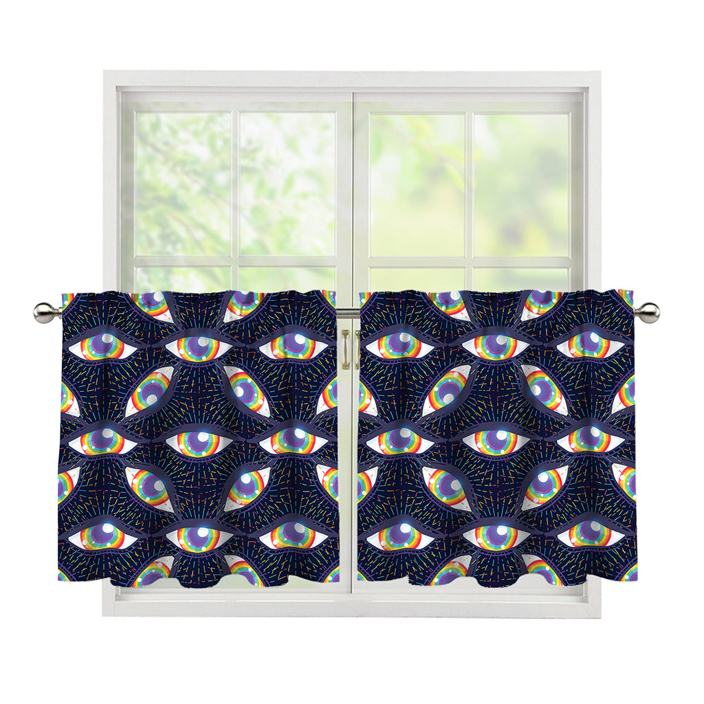 LGBT Pride Rainbow Eyes Pattern Print Tier Curtains