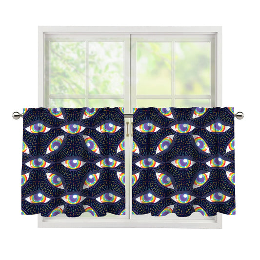 LGBT Pride Rainbow Eyes Pattern Print Tier Curtains