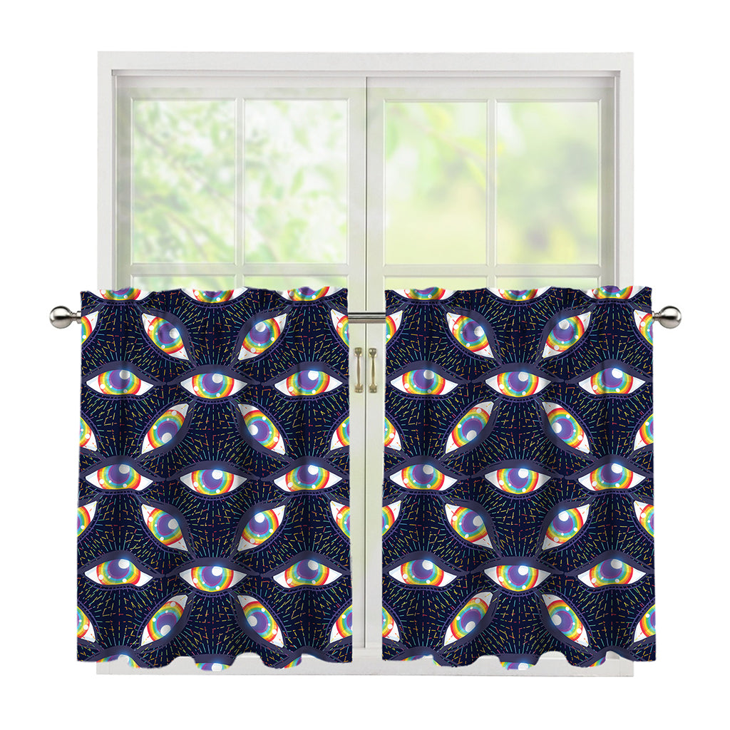 LGBT Pride Rainbow Eyes Pattern Print Tier Curtains