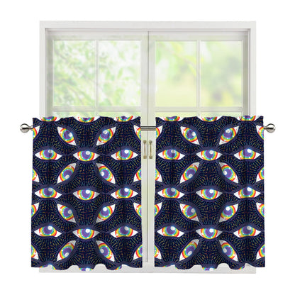 LGBT Pride Rainbow Eyes Pattern Print Tier Curtains
