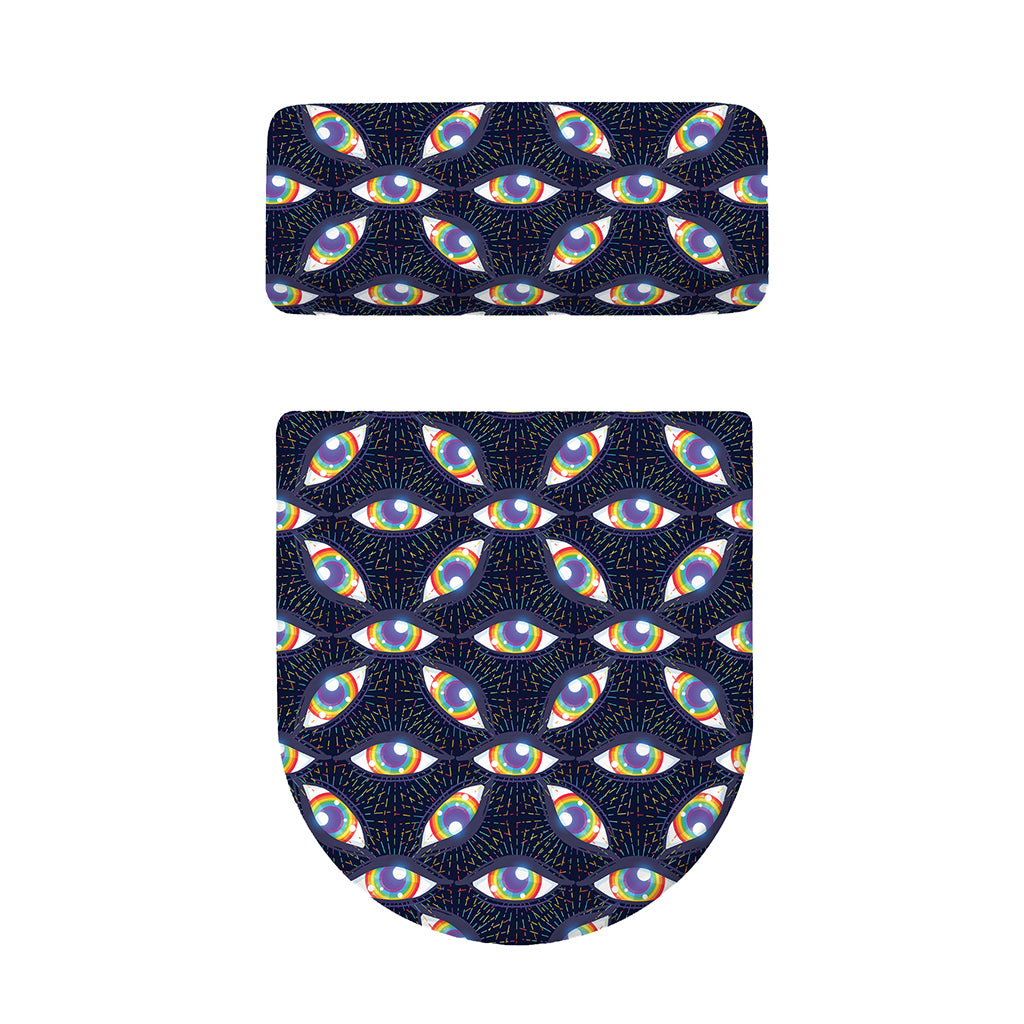 LGBT Pride Rainbow Eyes Pattern Print Toilet Lid And Tank Cover Set