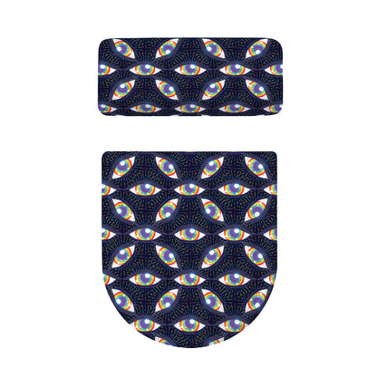 LGBT Pride Rainbow Eyes Pattern Print Toilet Lid And Tank Cover Set
