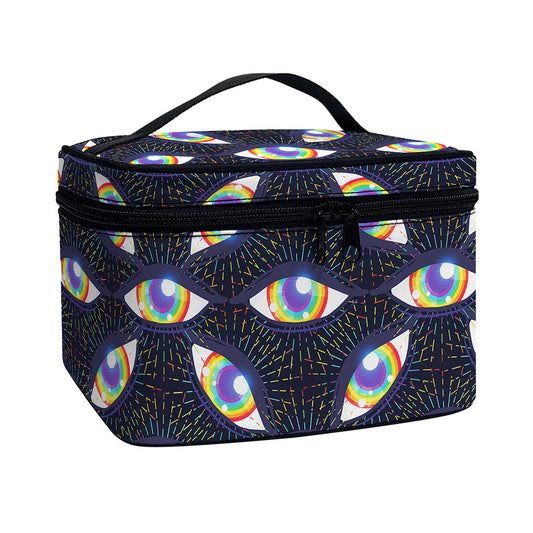 LGBT Pride Rainbow Eyes Pattern Print Travel Makeup Bag
