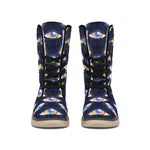 LGBT Pride Rainbow Eyes Pattern Print Winter Boots