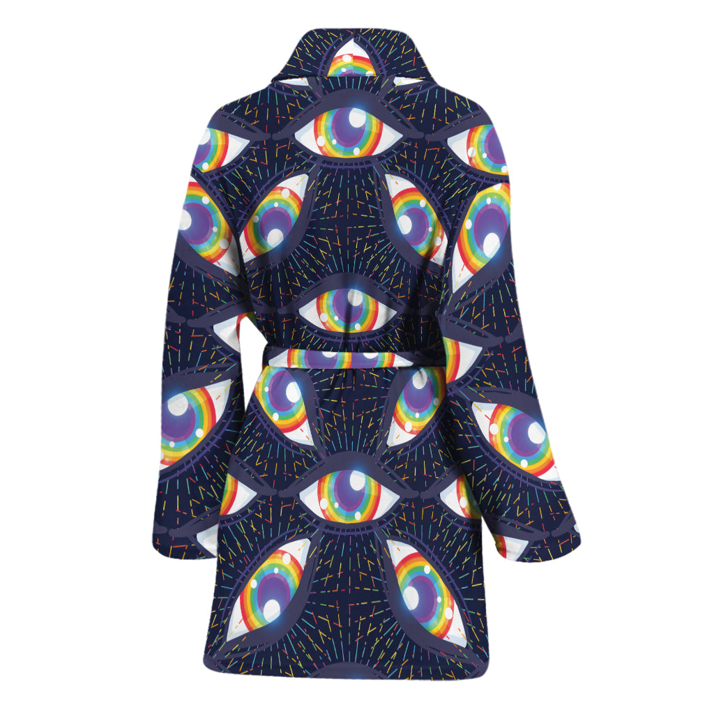 LGBT Pride Rainbow Eyes Pattern Print Women's Bathrobe