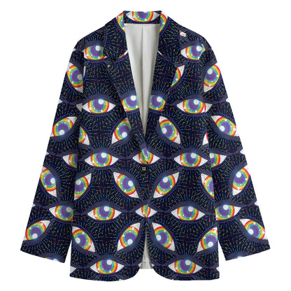 LGBT Pride Rainbow Eyes Pattern Print Women's Blazer