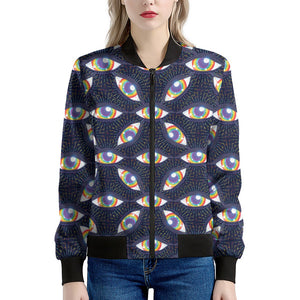 LGBT Pride Rainbow Eyes Pattern Print Women's Bomber Jacket