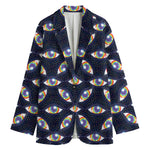 LGBT Pride Rainbow Eyes Pattern Print Women's Cotton Blazer