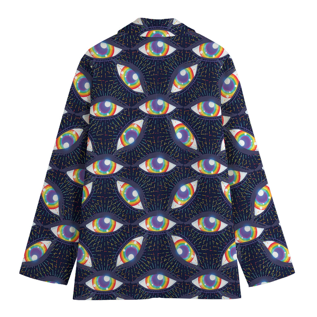 LGBT Pride Rainbow Eyes Pattern Print Women's Cotton Blazer