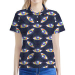 LGBT Pride Rainbow Eyes Pattern Print Women's Polo Shirt