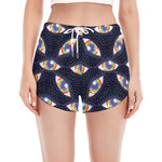 LGBT Pride Rainbow Eyes Pattern Print Women's Split Running Shorts