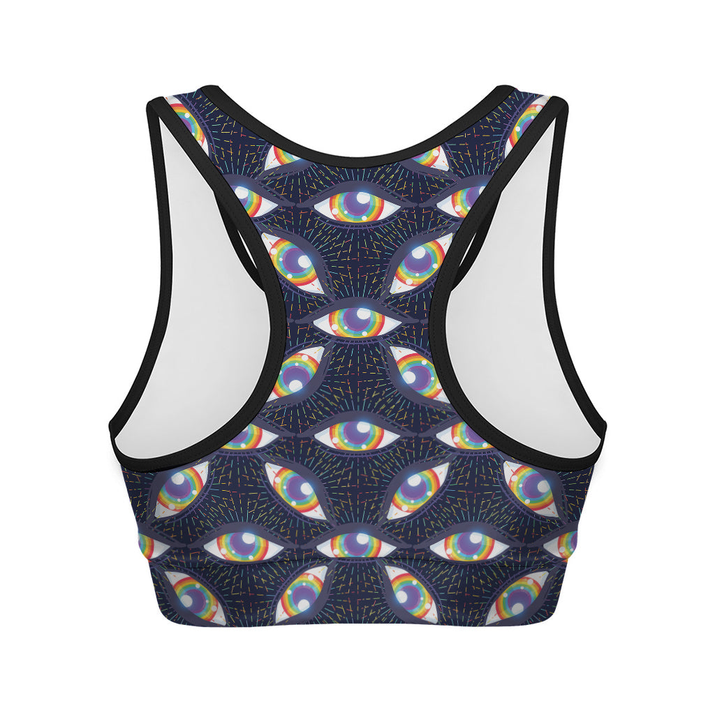 LGBT Pride Rainbow Eyes Pattern Print Women's Sports Bra