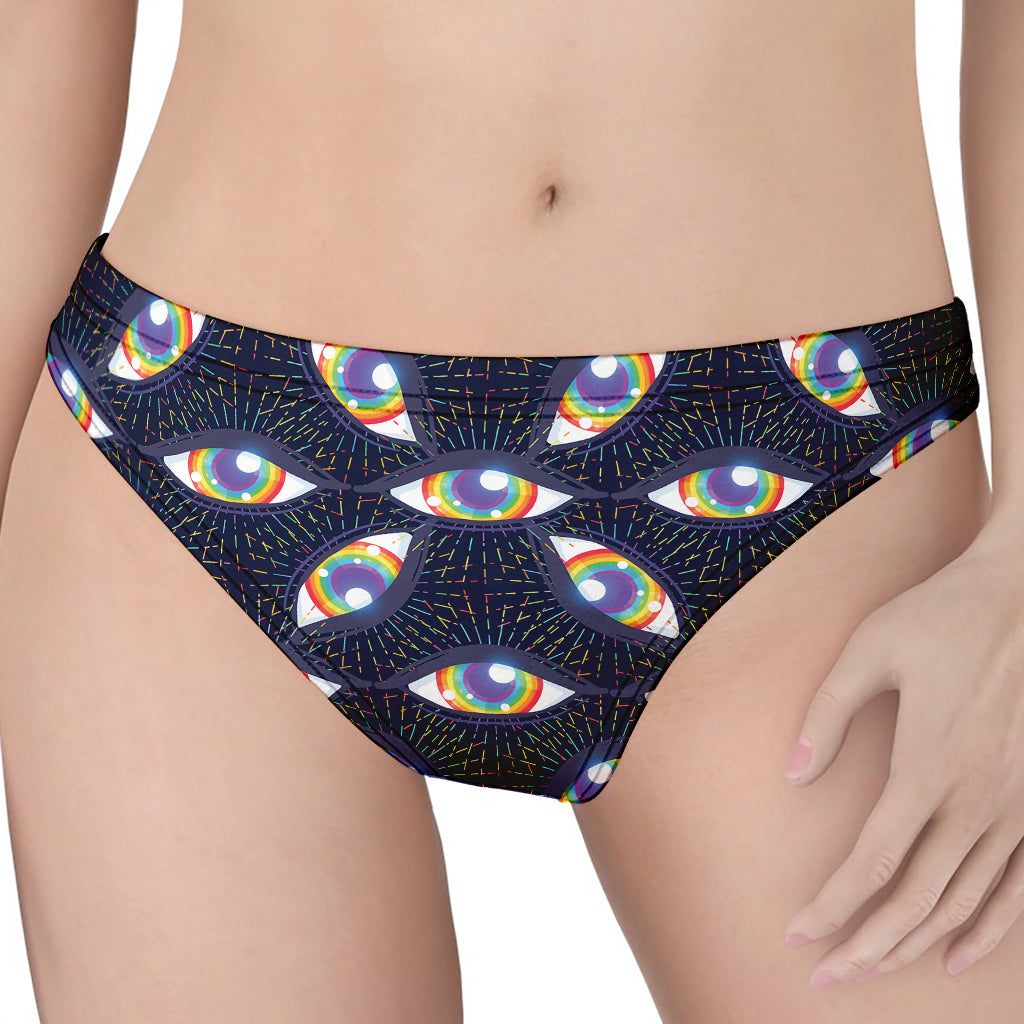 LGBT Pride Rainbow Eyes Pattern Print Women's Thong