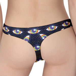 LGBT Pride Rainbow Eyes Pattern Print Women's Thong