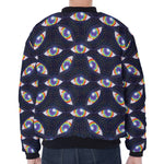LGBT Pride Rainbow Eyes Pattern Print Zip Sleeve Bomber Jacket