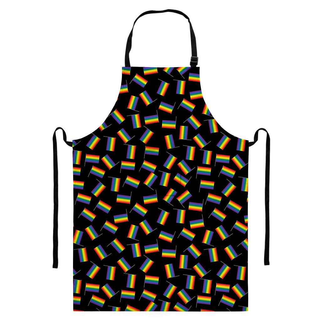 LGBT Pride Rainbow Flag Pattern Print Bib Apron With Pocket