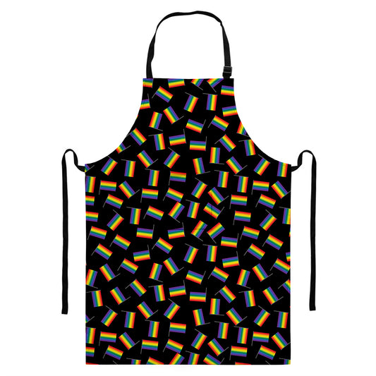 LGBT Pride Rainbow Flag Pattern Print Bib Apron With Pocket