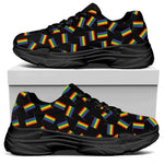 LGBT Pride Rainbow Flag Pattern Print Black Chunky Shoes