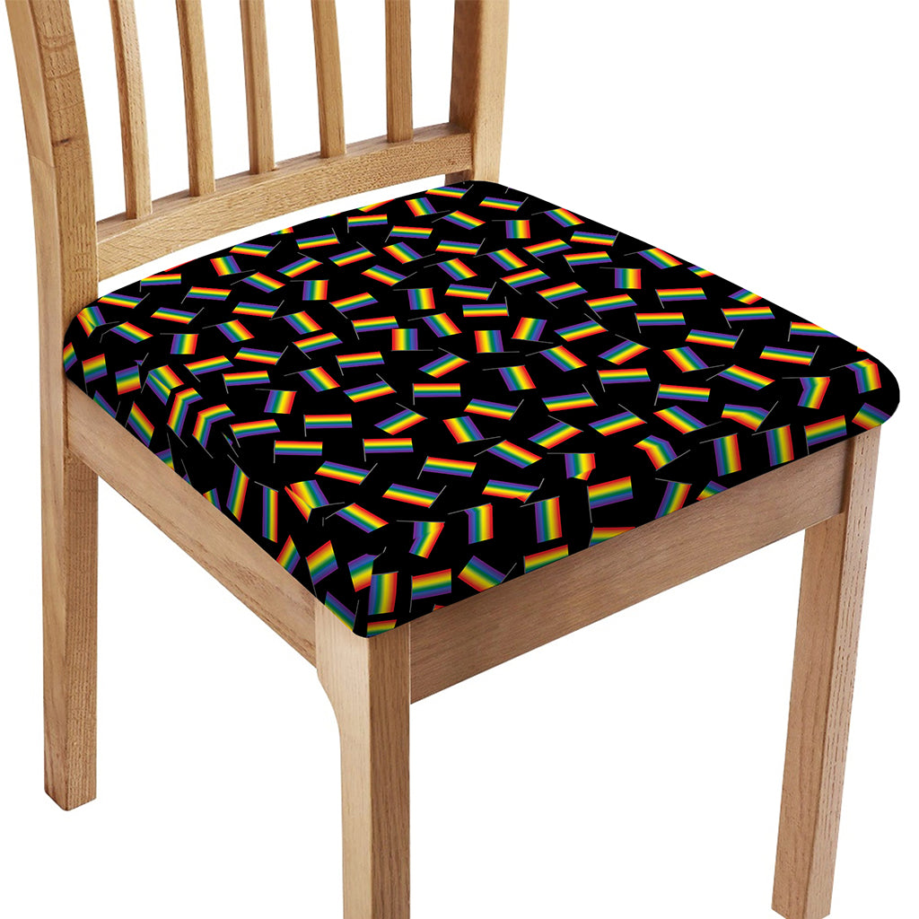 LGBT Pride Rainbow Flag Pattern Print Chair Cushion Cover