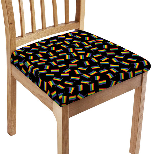 LGBT Pride Rainbow Flag Pattern Print Chair Cushion Cover