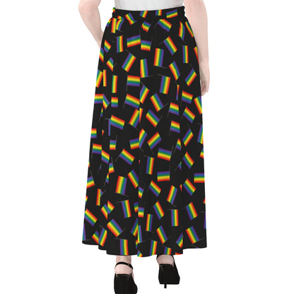 LGBT Pride Rainbow Flag Pattern Print Chiffon Maxi Skirt