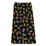 LGBT Pride Rainbow Flag Pattern Print Cotton Front Slit Maxi Skirt