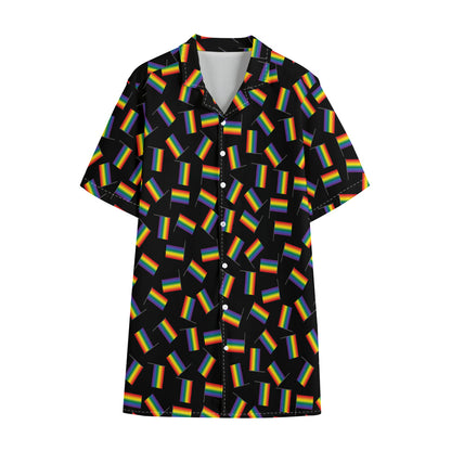 LGBT Pride Rainbow Flag Pattern Print Cotton Hawaiian Shirt