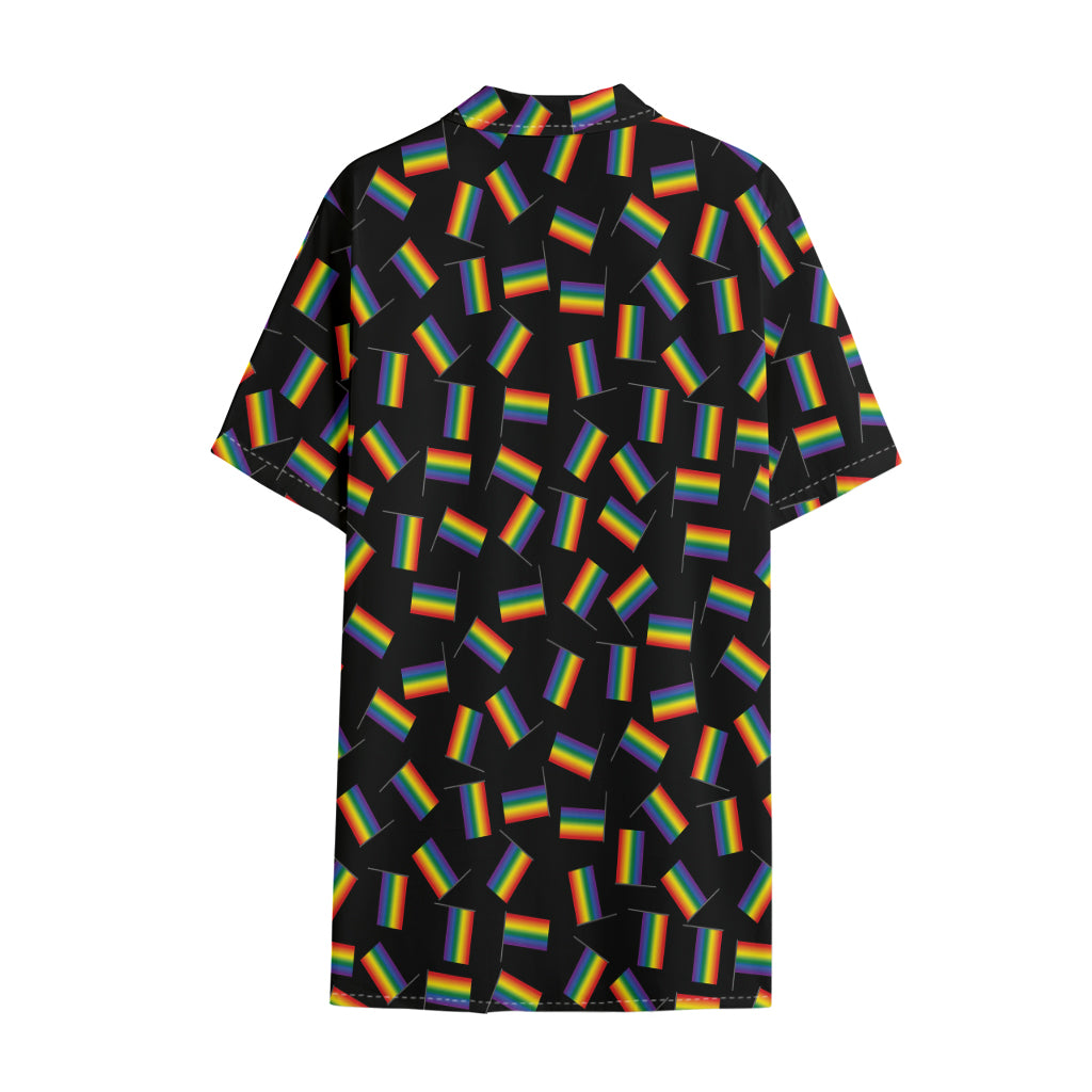 LGBT Pride Rainbow Flag Pattern Print Cotton Hawaiian Shirt