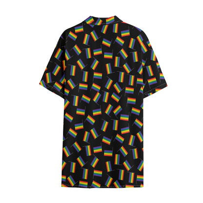 LGBT Pride Rainbow Flag Pattern Print Cotton Hawaiian Shirt