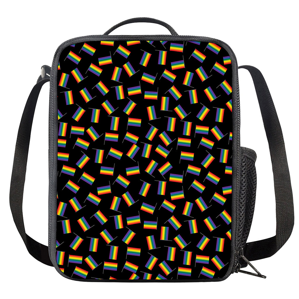 LGBT Pride Rainbow Flag Pattern Print Crossbody Lunch Bag