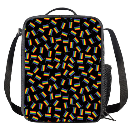 LGBT Pride Rainbow Flag Pattern Print Crossbody Lunch Bag