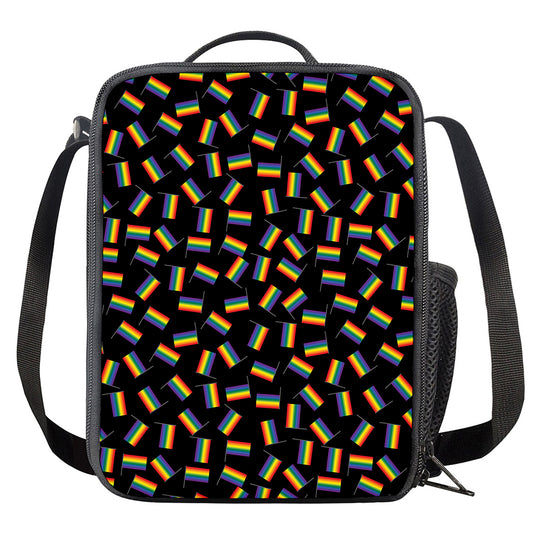 LGBT Pride Rainbow Flag Pattern Print Crossbody Lunch Bag
