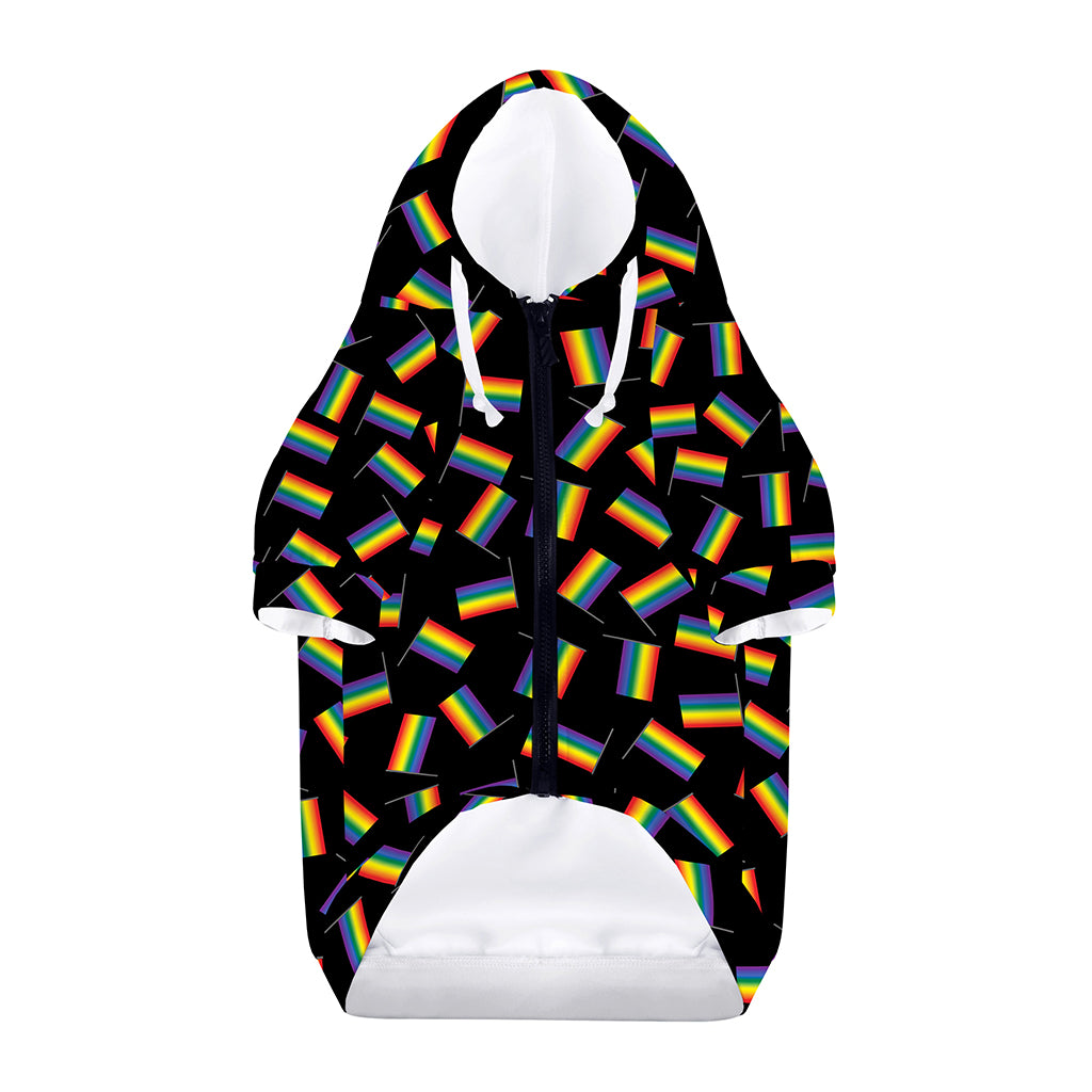 LGBT Pride Rainbow Flag Pattern Print Dog Zip Up Hoodie