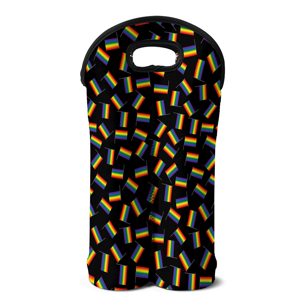LGBT Pride Rainbow Flag Pattern Print Double Neoprene Wine Tote