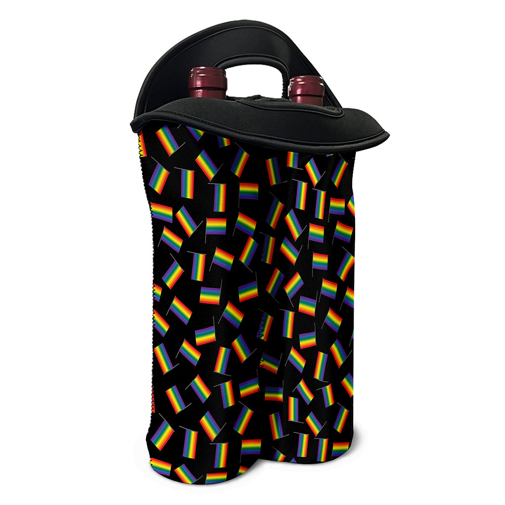 LGBT Pride Rainbow Flag Pattern Print Double Neoprene Wine Tote